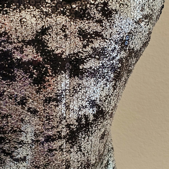 Soprano Silver/black sleeveless metallic sequin dress Med. NWT - Picture 4 of 8